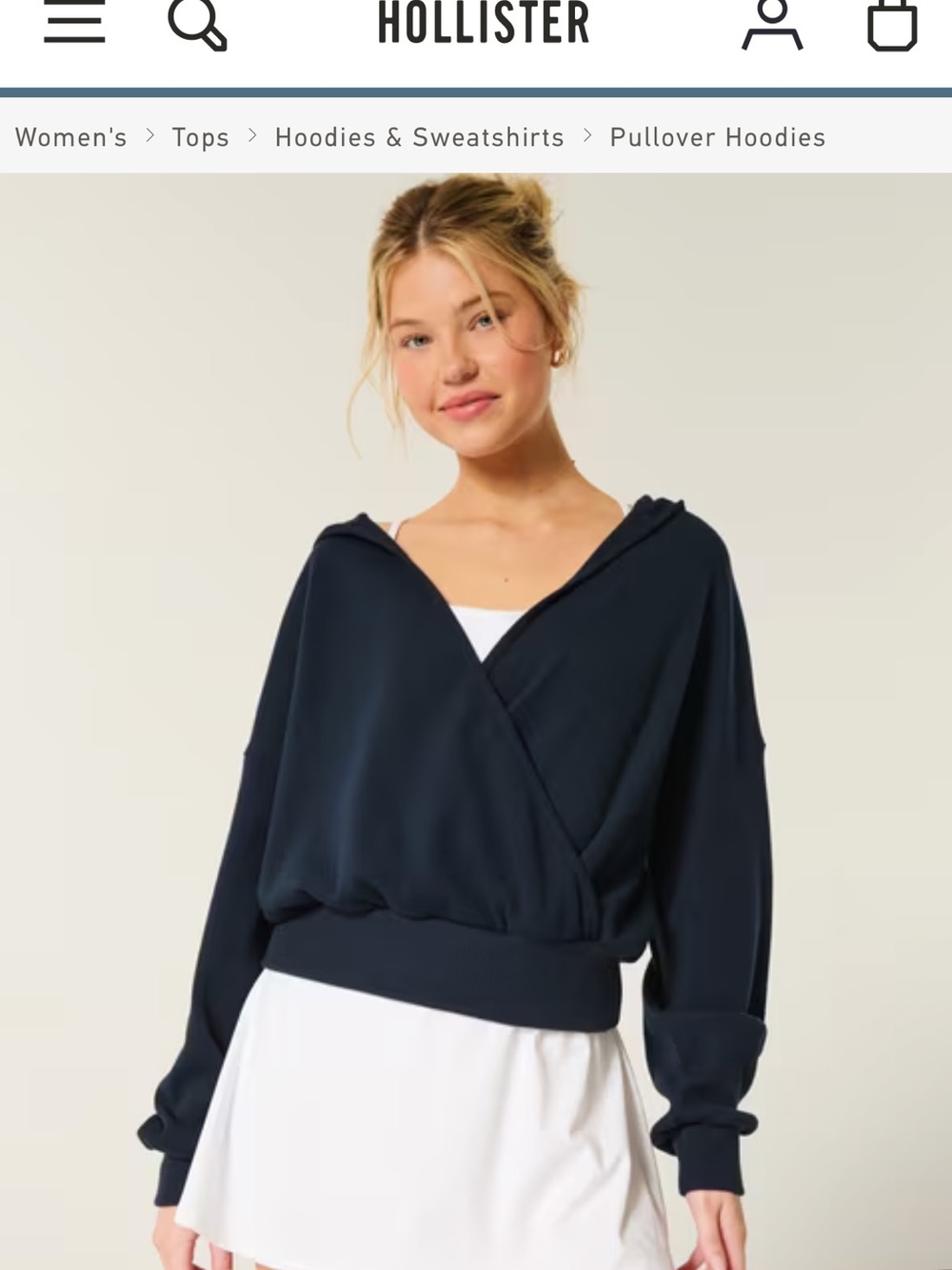 Hollister Gilly Hicks Navy Wrap Hoodie NWT